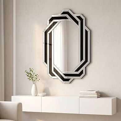 TOEMOA Contemporary Decorative Wall Mirror with Crystal Accent for Multiple Rooms