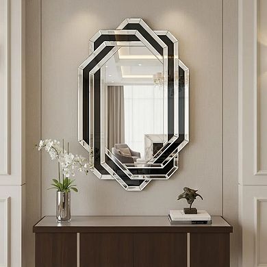 TOEMOA Contemporary Decorative Wall Mirror with Crystal Accent for Multiple Rooms