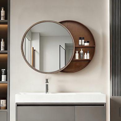 TOEMOA Sliding Wall Mirror with Storage Cabinet for Bathroom and Bedroom Organization