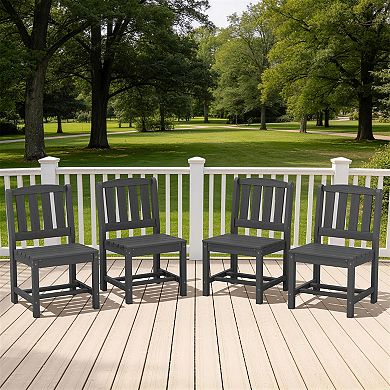 4-Piece 21.26D×34.25H HDPE Armless Patio Dining Chairs All Weather Resistant