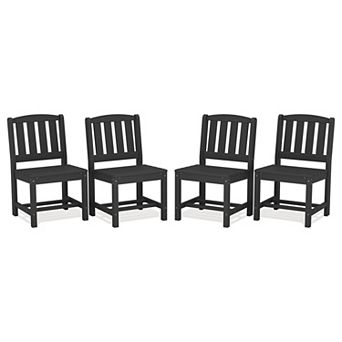 4 pc 21.26D×34.25H HDPE Armless Patio Dining Chairs All Weather Resistant