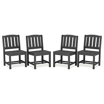 4 pc 21.26D×34.25H HDPE Armless Patio Dining Chairs All Weather Resistant