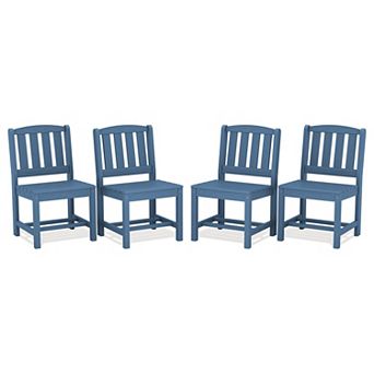 4 pc 21.26D×34.25H HDPE Armless Patio Dining Chairs All Weather Resistant