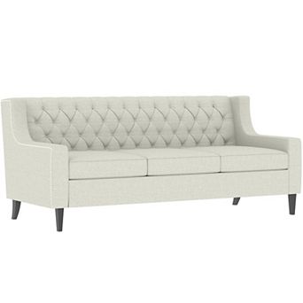 FIRLZY 79 Inch 3 Seater Sofa Tufted Back Nailhead Trim Solid Wood Legs for Living Room