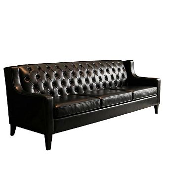 FIRLZY 79 Inch 3 Seater Sofa Tufted Back Nailhead Trim Solid Wood Legs for Living Room