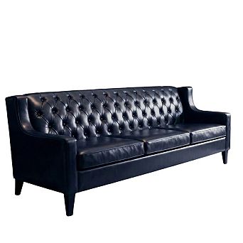 FIRLZY 79 Inch 3 Seater Sofa Tufted Back Nailhead Trim Solid Wood Legs for Living Room