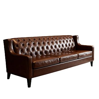 FIRLZY 79 Inch 3 Seater Sofa Tufted Back Nailhead Trim Solid Wood Legs for Living Room