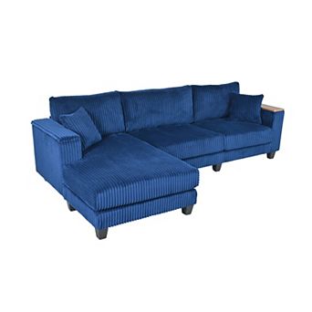 Cloud L Shaped Sectional Reversible Chaise Corduroy 2 Pillows Storage Armrests for Living Room