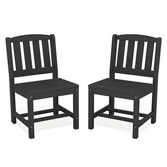 2 pc 21.26D×34.25H HDPE Armless Patio Dining Chairs All Weather Resistant