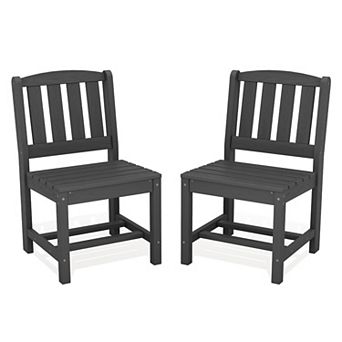2 pc 21.26D×34.25H HDPE Armless Patio Dining Chairs All Weather Resistant