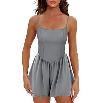 Ekouaer Womens Summer Sleeveless Workout Rompers Athletic Jumpsuit Double Lined Shorts One Piece