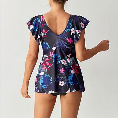 Womens Tankini Swimsuits Ruffled Flowy Tops Swimwear Tummy Control Two Piece Bathing Suits
