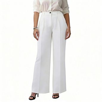 Womens Dressy Casual Pants Pull On Wide Leg Work Pants Business Office Trousers