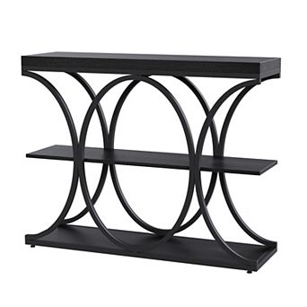 3 tier Farmhouse Narrow Console Table Rectangular Entryway Furniture with Storage Shelves