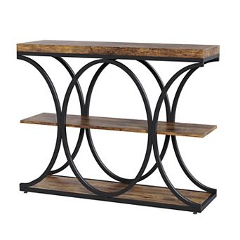 3 tier Farmhouse Narrow Console Table Rectangular Entryway Furniture with Storage Shelves