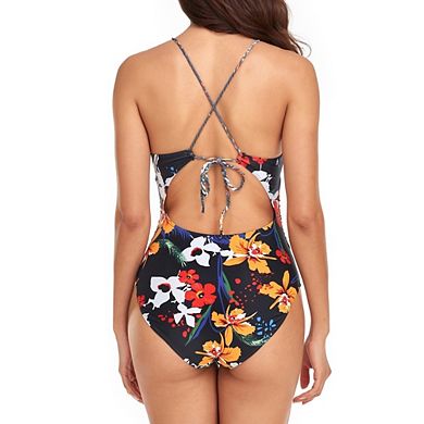 Women's One Piece Swimsuit Halter Neck Spaghetti Straps Keyhole Cutout Suit Slim for Pool Party