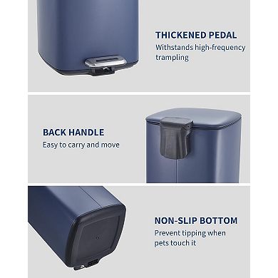 Stainless steel trash can, quiet pedal, removable bucket, for office, small kitchen