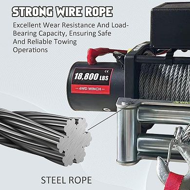 Truck Electric Winch Kit,Waterproof Steel Cable Truck Winch,Power Winch With Handheld Remote