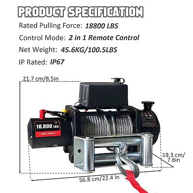 Truck Electric Winch Kit,Waterproof Steel Cable Truck Winch,Power Winch With Handheld Remote