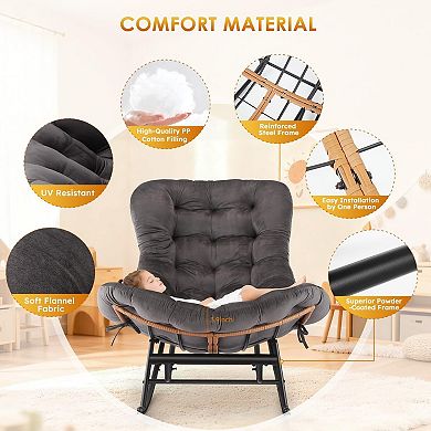ANIXOL Cozy Papasan Rocking Chair with Footrest