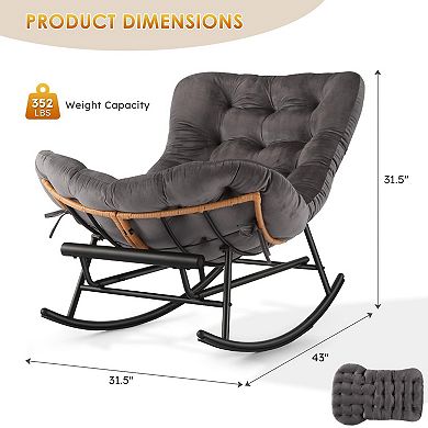 ANIXOL Cozy Papasan Rocking Chair with Footrest