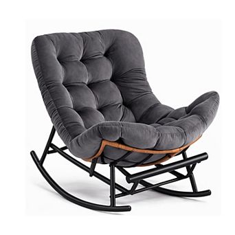 ANIXOL Cozy Papasan Rocking Chair with Footrest