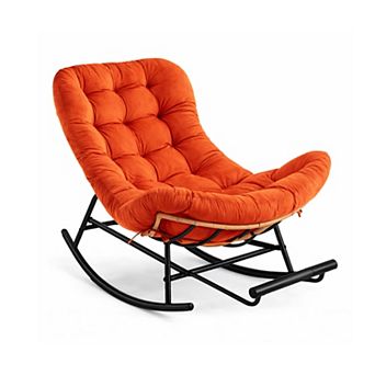 ANIXOL Cozy Papasan Rocking Chair with Footrest