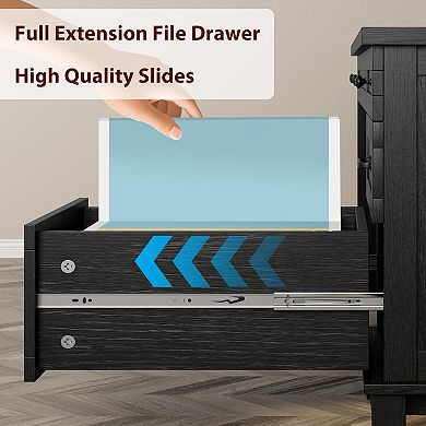54in Wooden Executive Desk with Charging Station Home Office