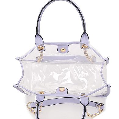 MKF Collection Diva PVC Tote Bag, Tweed Bucket Bag & Pouch