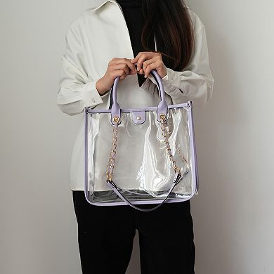 MKF Collection Diva PVC Tote Bag, Tweed Bucket Bag & Pouch