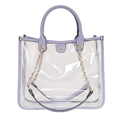 MKF Collection Diva PVC Tote Bag, Tweed Bucket Bag & Pouch
