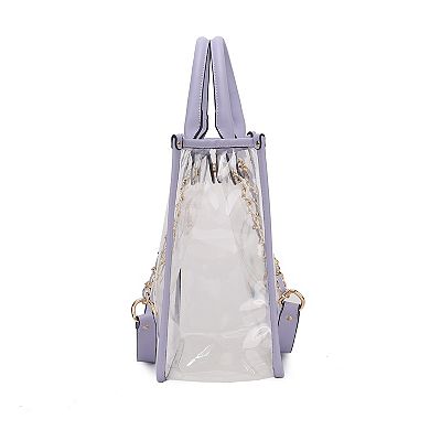 MKF Collection Diva PVC Tote Bag, Tweed Bucket Bag & Pouch