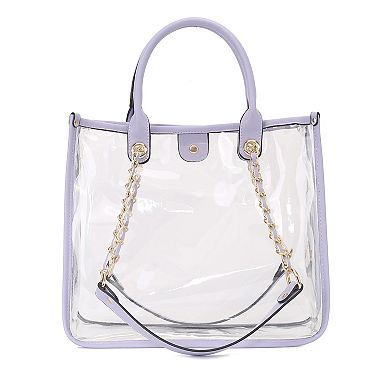 MKF Collection Diva PVC Tote Bag, Tweed Bucket Bag & Pouch