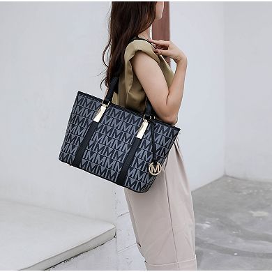 MKF Collection Marimar M Signature Faux Leather Tote Bag 4-Piece Set