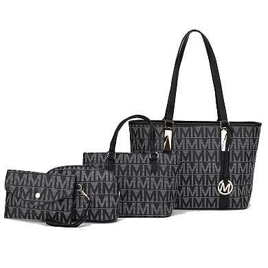 MKF Collection Marimar M Signature Faux Leather Tote Bag 4-Piece Set