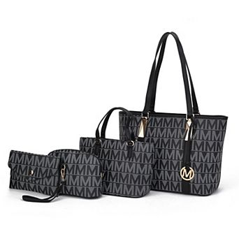 MKF Collection Marimar M Signature Faux Leather Tote Bag 4 pc Set