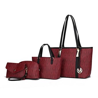 MKF Collection Marimar M Signature Faux Leather Tote Bag 4 pc Set