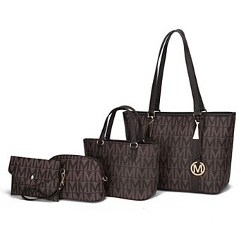 MKF Collection Marimar M Signature Faux Leather Tote Bag 4 pc Set