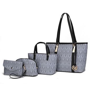 MKF Collection Marimar M Signature Faux Leather Tote Bag 4 pc Set