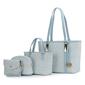 MKF Collection Marimar M Signature Faux Leather Tote Bag 4 pc Set
