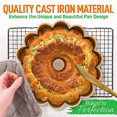NutriChef 9 Inch Marquise Cake Pan, Thick & Heavy Cast Aluminum Bakeware