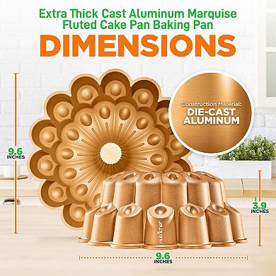 NutriChef 9 Inch Marquise Cake Pan, Thick & Heavy Cast Aluminum Bakeware