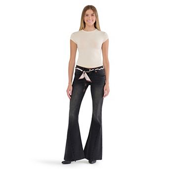 Juniors' madden girl Low Rise Elastic-Back Flare Jeans