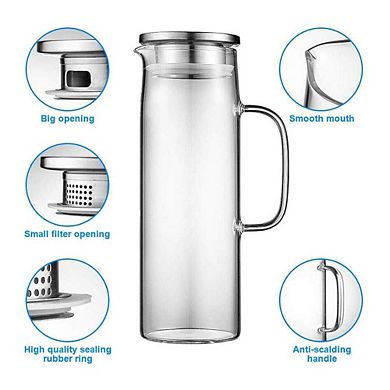 Heat Resistant Glass Pitcher Water Carafe 34oz