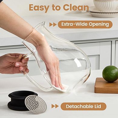 Glass Pitcher With Lid Borosilicate Glass Jug 68oz