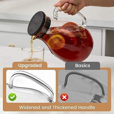 Glass Pitcher With Lid Borosilicate Glass Jug 68oz