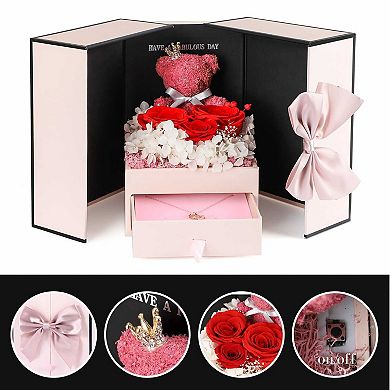Preserved Rose & Bear Birthday Mother's Day Gift