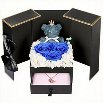 Preserved Rose & Bear Birthday Mother's Day Gift