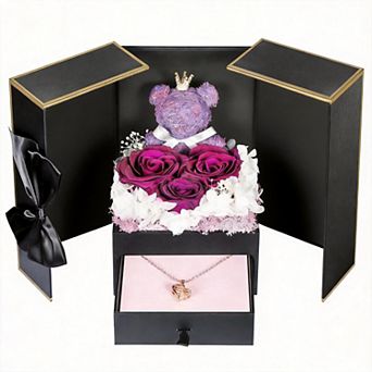 Preserved Rose & Bear Birthday Mother's Day Gift