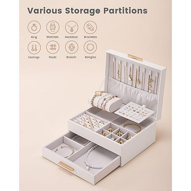 2-Layer Jewelry Box with Drawers Mother's Day Gifts